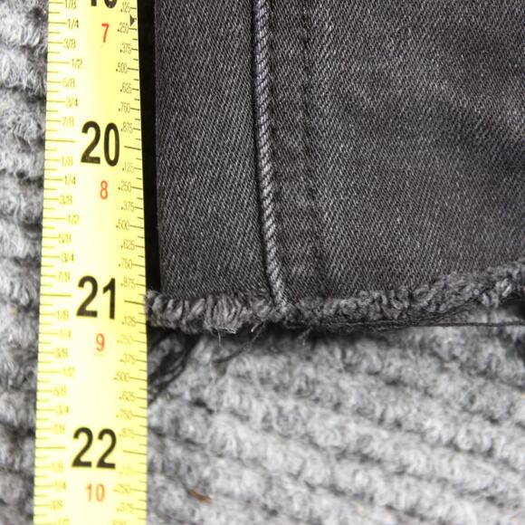 Vervet Jeans Womens 31 Black Distressed Button Fly Raw Hem Cropped - Picture 8 of 9